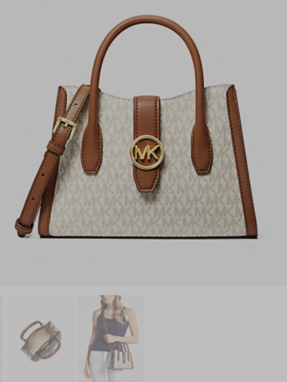 Michael Kors Jet Set Logo Cossbody Satchel in and card holder Vanilla/Acorn